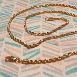14k Gold Twisted Rope 24inch Necklace